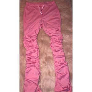 Pink stacked pants